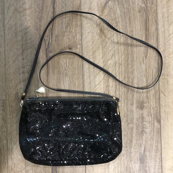 Vintage WHITING & DAVIS Black Metallic Mesh Crossbody or Shoulder Bag - Picture 1 of 13